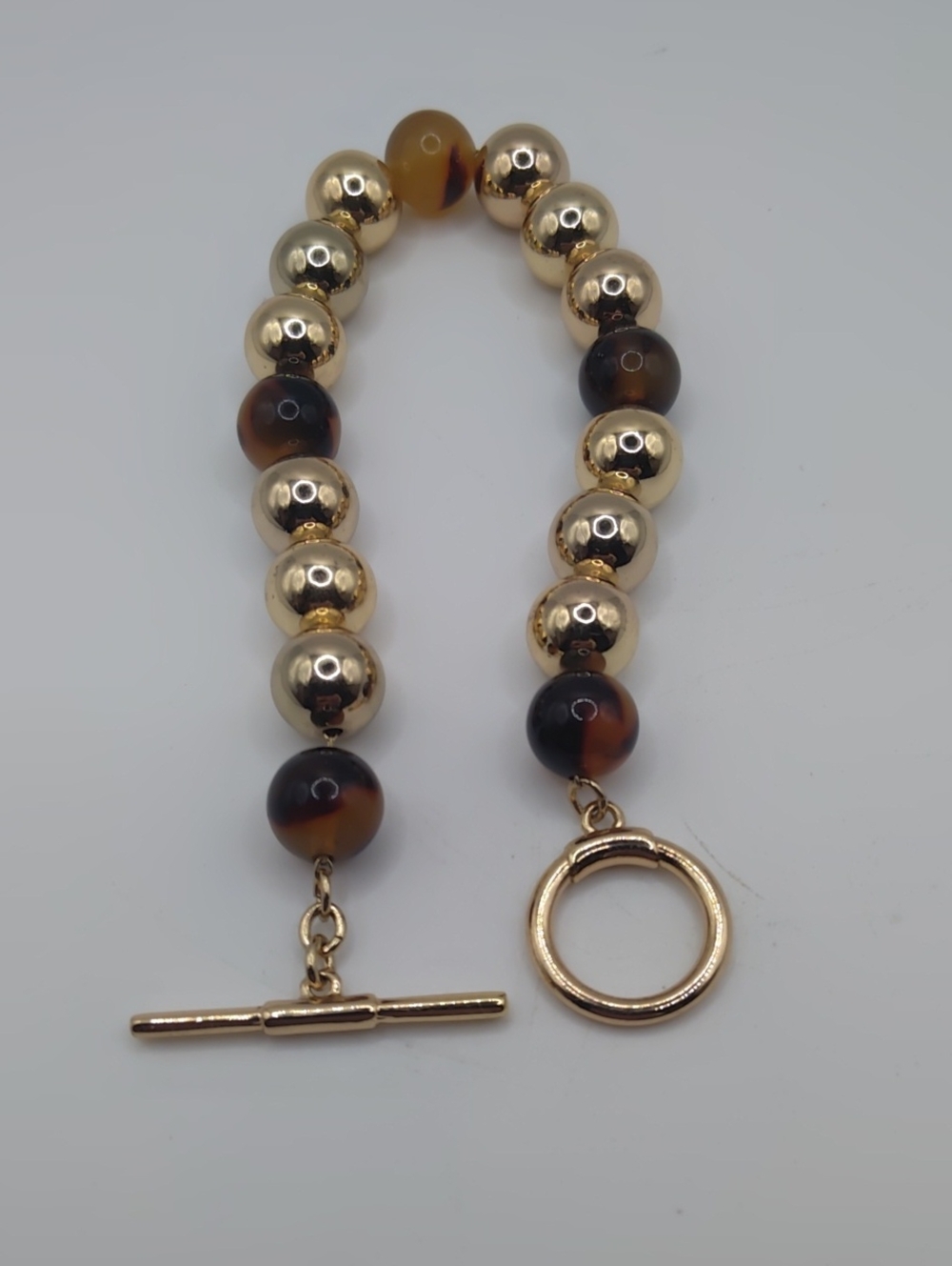 Ralph Ralph Lauren Gold Tone And Tortoise Beaded Bracelet Sz 6.5